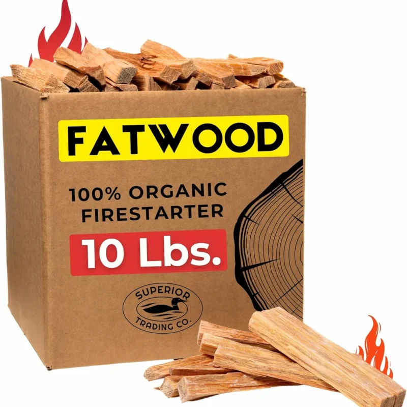 10 lbs. Fatwood Fire Starter Sticks Camping Essentials | Great Fire Logs and Fire Starters for Campfires, Wood Stoves, Fireplaces, Bonfires | Start a Fire with 2 Sticks | 10 lb Box