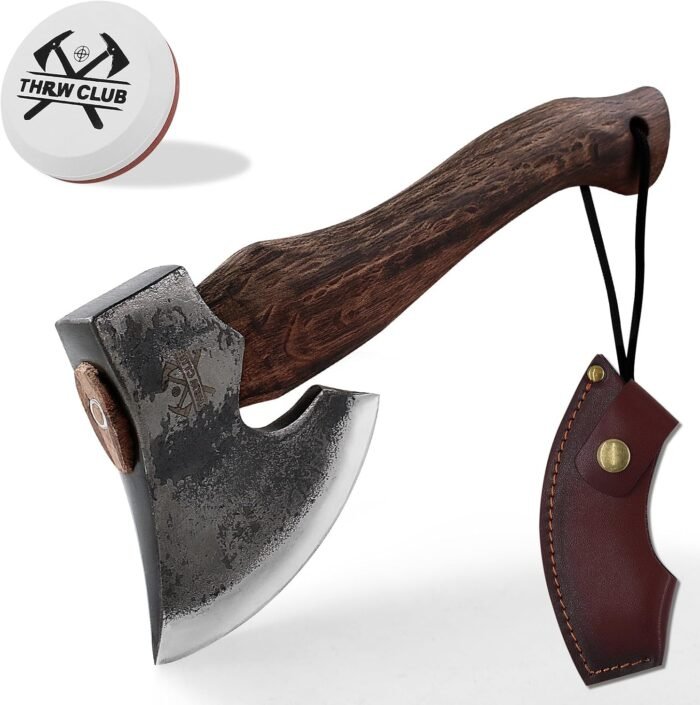 11 Inch Hatchet, Camping Axe with Leather Sheath, Bushcraft Axe for Chopping and Wood Splitting, Perfect for Outdoor Survival and Adventures