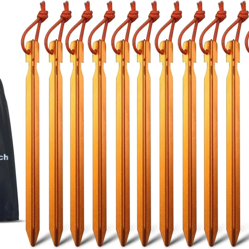 12 Pack Tent Stakes, 7075 Ground Metal Camping Aluminum Tent Pegs, Lightweight Tent Stakes Heavy Duty Spikes Camping Accessories