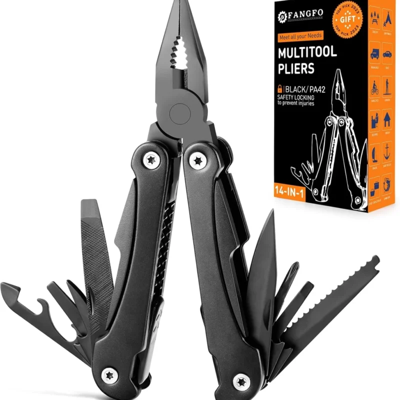 14 IN 1 Multitool Pliers, Multitool with Pocket Clip, Portable Multi Tool, Pocket Knife Camping Multitool, Needle Nose Plierswith Replaceable Wire Cutters Screwdrivers Saw Gifts for Men, Dad, Husband