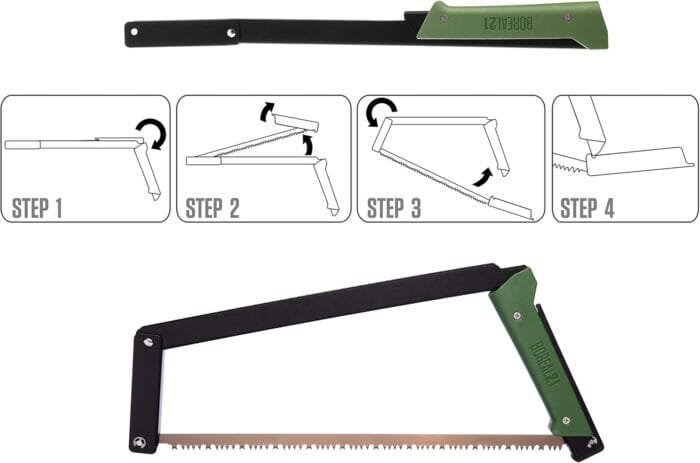 AGAWA - BOREAL21 TRIPPER KIT - 21 inch folding bow saw, rugged cordura sheath, additional aggressive blade (Black Frame - Green Handle) - Image 7