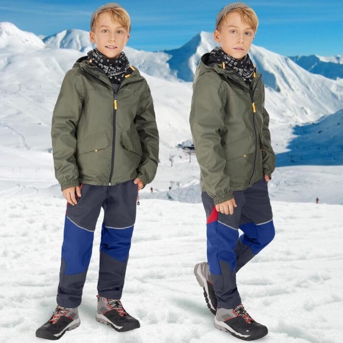 Toomett Boys snow cargo pants, Girls Kids Outdoor Fleece-Lined Soft Shell Hiking Fishing ski Insulated Pants - Image 6