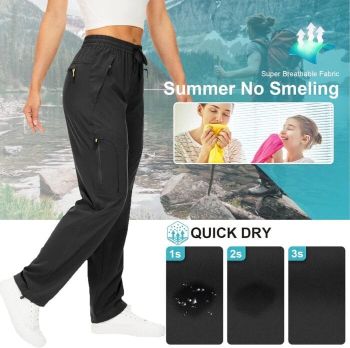 Womens Hiking Pants Quick Dry UPF 50 Travel Golf Pants lightweight Camping Work Cargo Pants Zipper Pockets - Image 3