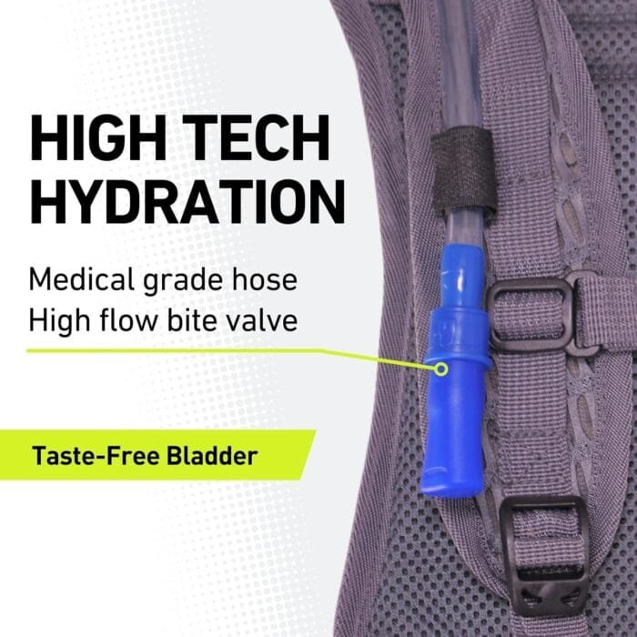 Vibrelli Hydration Pack & 2L Hydration Water Bladder - High Flow Bite Valve - Hydration Backpack with Storage - Lightweight Running Backpack, Cycling, Hiking, Ski for Men, Women & Kids - Image 4