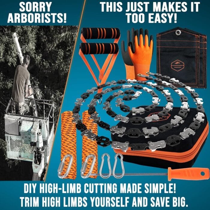 High Limb Rope Saw 53 In - Zero Effort 360 Arborist Rope Chain Saw - Limb Saw - Hand Chain Saw - Cable Saw - Tree Limb Cutter - Rope Saw Tree Saw High Limb Both Sides - Pocket Chainsaw Wire - Image 6