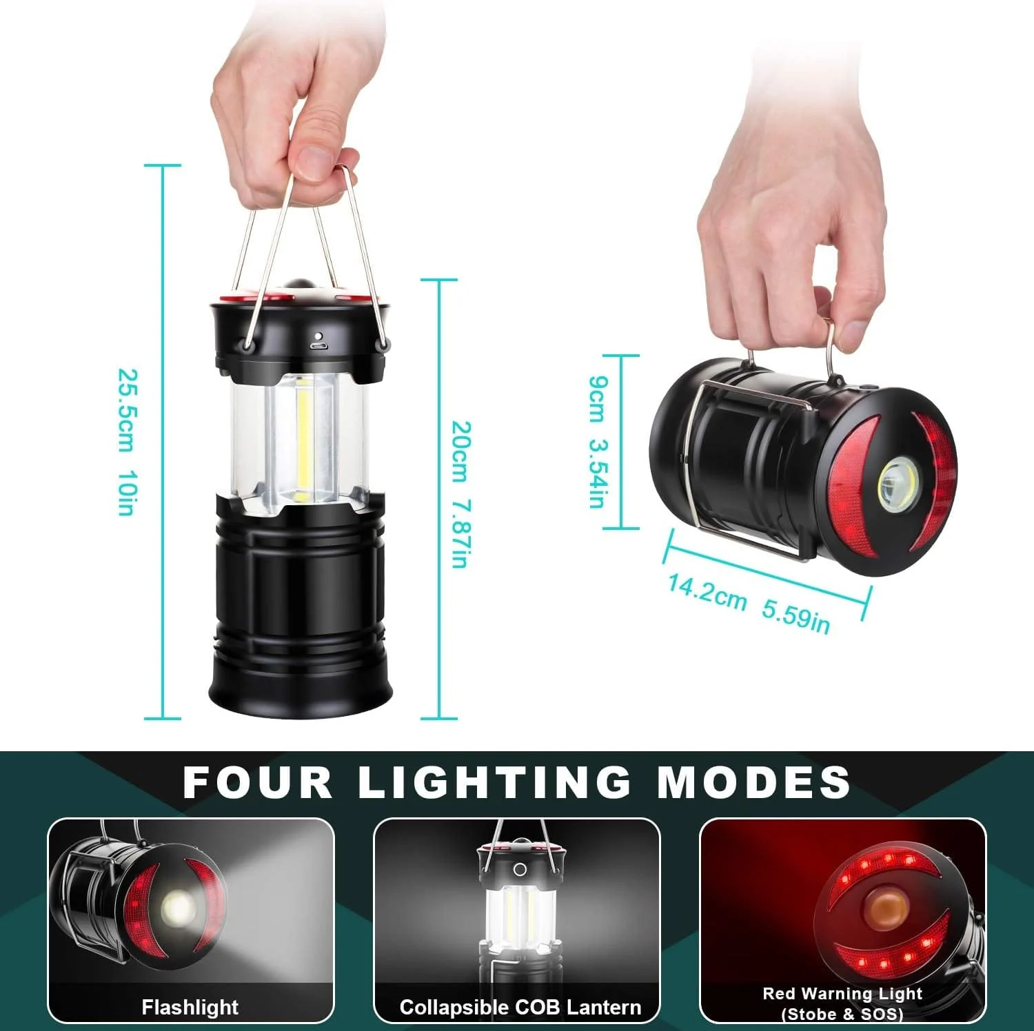 Lantern Camping Essentials Lights, Led Flashlight for Power Outages, Tent Lights for Emergency, Survival Gear and Supplies for Hurricane, Rechargeable and Battery Powered Operated Lamp - Image 3