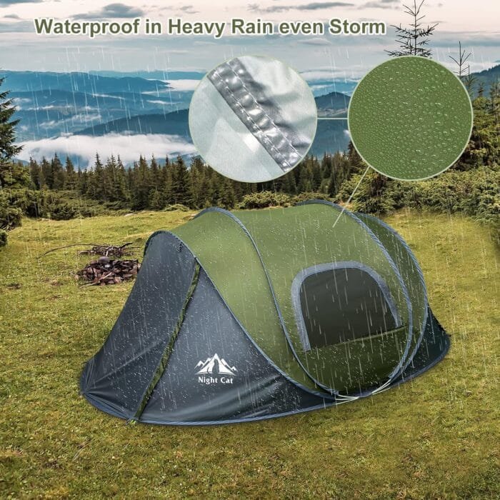 Night Cat Pop-up Camping Tent: 2 Person Tent Waterproof Instant Easy Setup Family Tent - Image 4