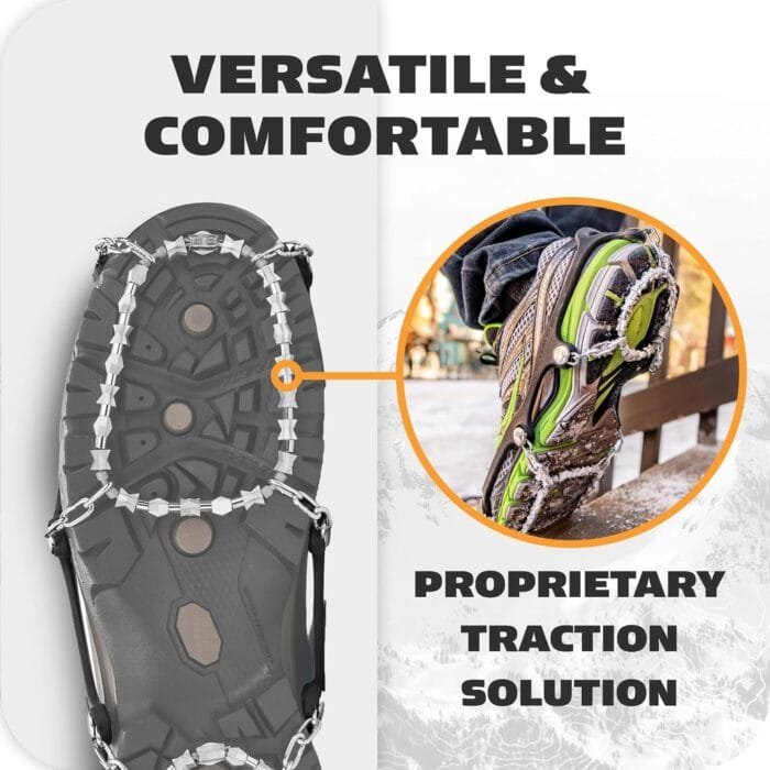 Yaktrax Diamond Grip - Full-Foot Traction on Ice, Snow, & Multi-Terrain Surfaces - Swiveling Diamond Bead Grip Points - Cold-Resistant Easy On/Off Elastic Upper Band - Image 3