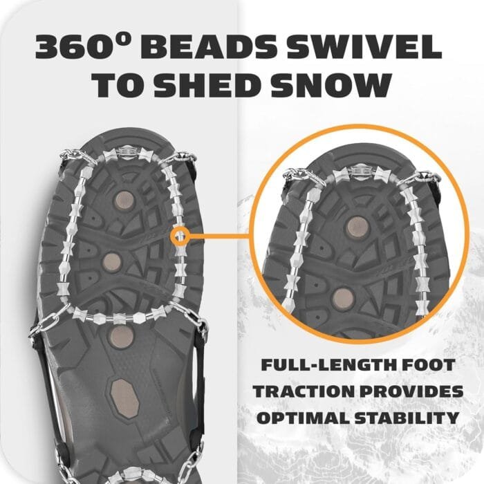 Yaktrax Diamond Grip - Full-Foot Traction on Ice, Snow, & Multi-Terrain Surfaces - Swiveling Diamond Bead Grip Points - Cold-Resistant Easy On/Off Elastic Upper Band - Image 5