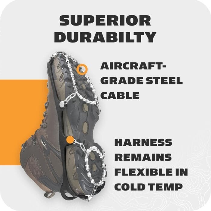 Yaktrax Diamond Grip - Full-Foot Traction on Ice, Snow, & Multi-Terrain Surfaces - Swiveling Diamond Bead Grip Points - Cold-Resistant Easy On/Off Elastic Upper Band - Image 6