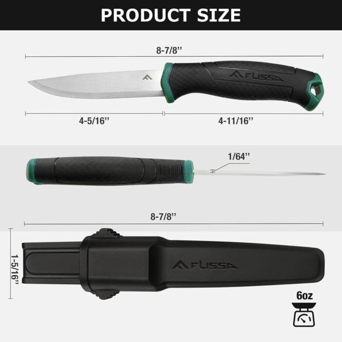 FLISSA Bushcraft Knife, Fixed Blade Knife with Nylon Sheath, Stainless Steel Blade, Ideal for Camping, Backpacking, Fishing, Hiking or Survival, 4 Inch - Image 4