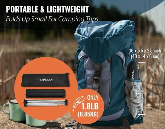 TREKOLOGY Small Camping Table Beach Table Camping Side Table That Fold Up Lightweight, Tent Table Folding Camp Table, Fold Up Camping Tables Small Folding Table Portable Outdoor - Image 5