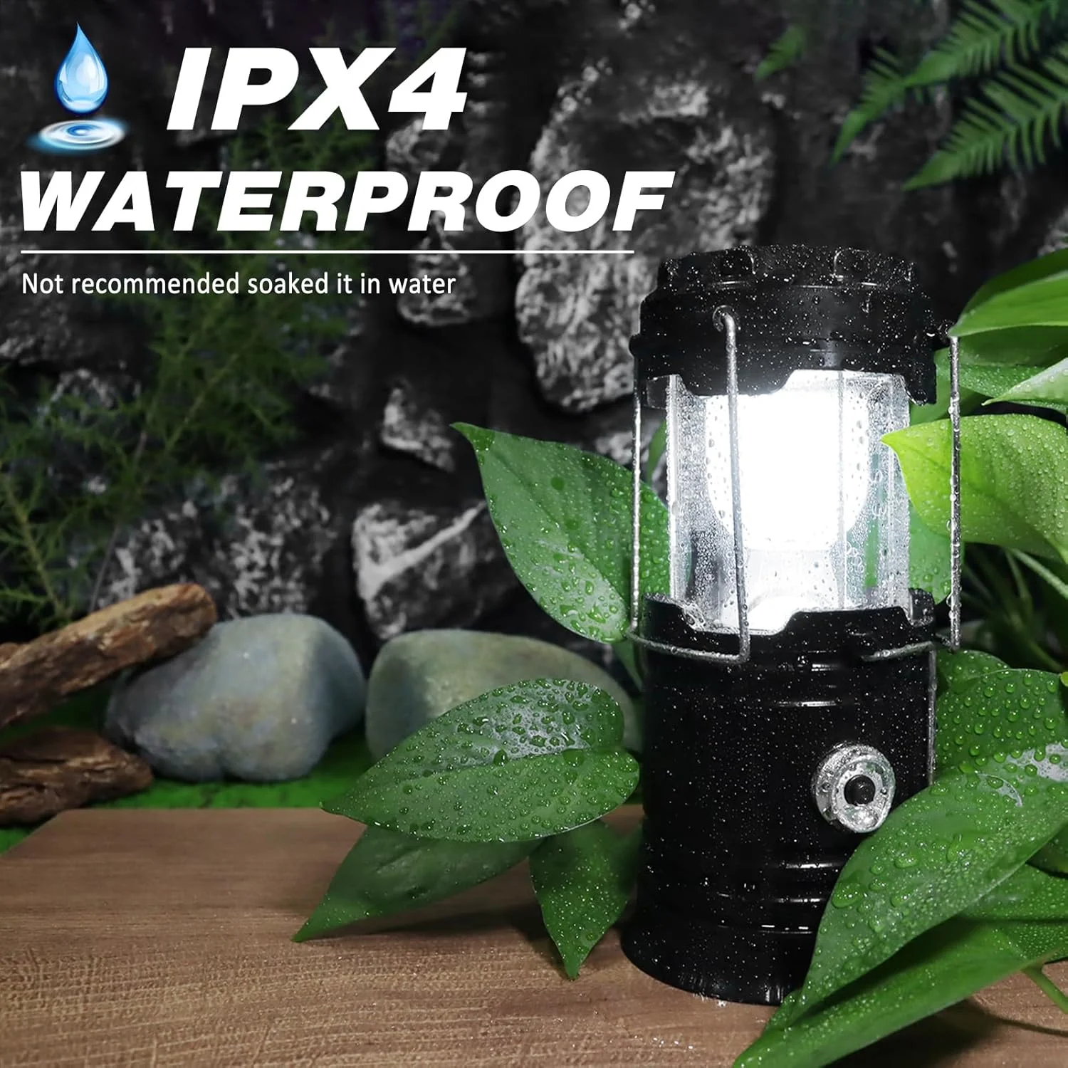 DIBMS 4-Pack Solar Camping Lantern, Collapsible LED Solar USB Rechargeable Lantern Flashlight Emergency Hanging Lights for Camping Hurricanes Power Outages Indoor Outdoor - Image 5