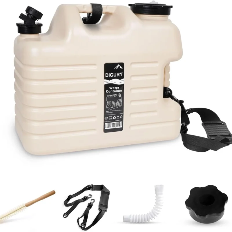 5 Gallon Water Jug, Camping Water Container BPA Free Water Storage with Spigot No Leakage Portable Emergency Water Tank for Outdoor Hiking Camping Picnic Supplies Beige