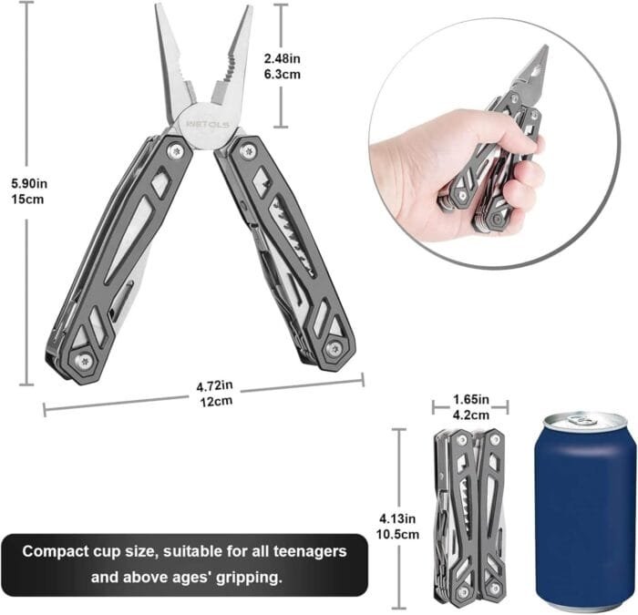 Gifts for Men, Multitool Needle Nose Pliers, 21-in-1 Stainless Steel Multi Tool Pocket Knife with Screwdriver Sleeve, Self-locking Survival Knife-Great for Outdoor, Simple Repair, Camping - Image 6