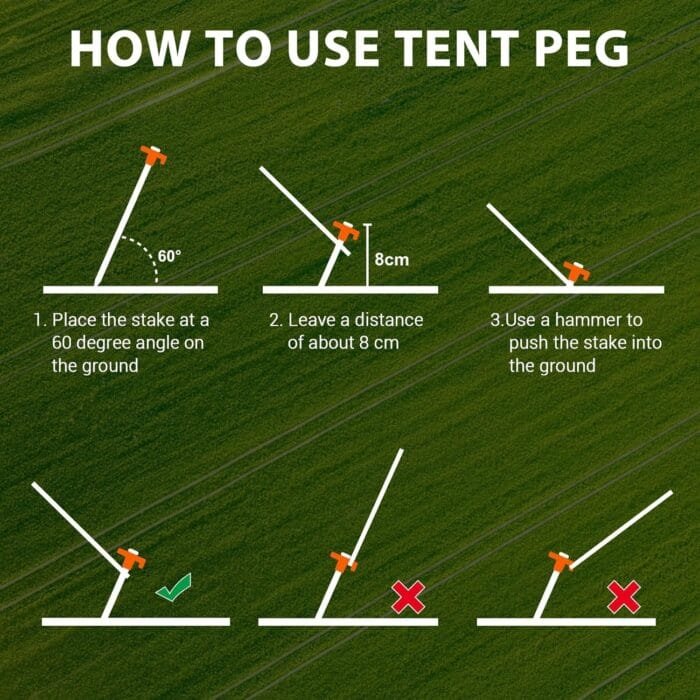 Eurmax USA Galvanized Non-Rust Camping Family Tent Pop Up Tent Stakes Canopy Anchors Heavy Duty 10pc-Pack, with 4x10ft Ropes & 1 Orange Stopper - Image 4