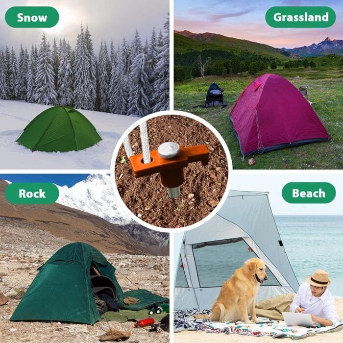 Eurmax USA Galvanized Non-Rust Camping Family Tent Pop Up Tent Stakes Canopy Anchors Heavy Duty 10pc-Pack, with 4x10ft Ropes & 1 Orange Stopper - Image 5