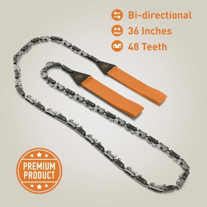 Premium Pocket Chain Saw 36 Inches 48 teeth with Pouch | Hand Saw, Wire Saw Rope Saw, Camping Saw, Survival Saw | Tree Cutting Equipment and Backpacking Gear (Orange) - Image 3