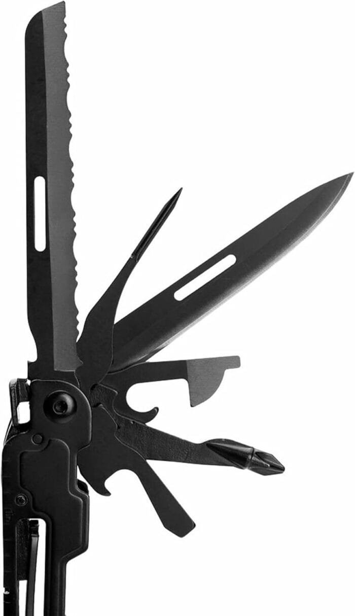 SOG PowerAccess Deluxe All-Around Heavy Duty Stainless Steel Multi-Tool w/Nylon Sheath, Two Knife Blades, Can & Bottle Opener, Black - Image 5