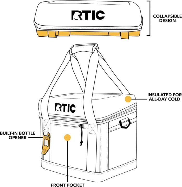 RTIC 28 Can Everyday Cooler, Soft Sided Portable Insulated Cooling for Lunch, Beach, Drink, Beverage, Travel, Camping, Picnic, for Men and Women - Image 5