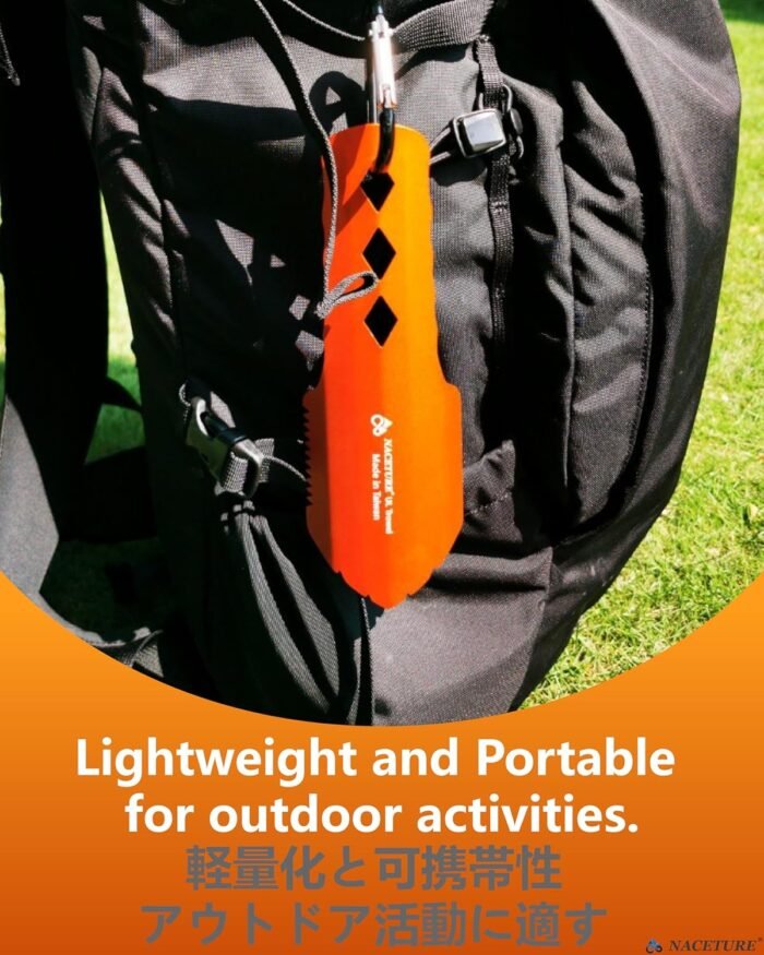 NACETURE Ultralight Backpacking Trowel Aluminum Shovel Small Potty Multitool with Longer Handle Design Essential for Hiking, Camping and Survival Bags (Orange) - Image 4