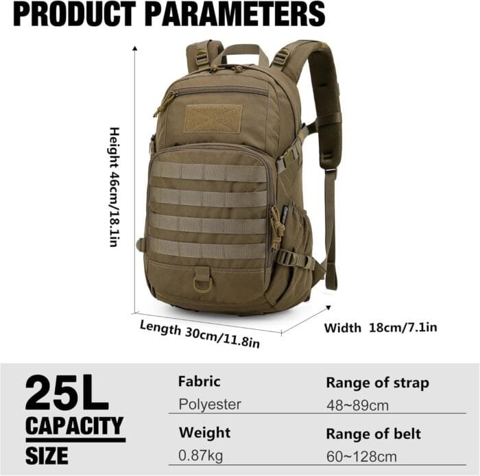 Mardingtop Small Tactical Backpack,Molle Hiking Backpack for Backpacking,Cycling and Biking,25L Backpack - Image 3