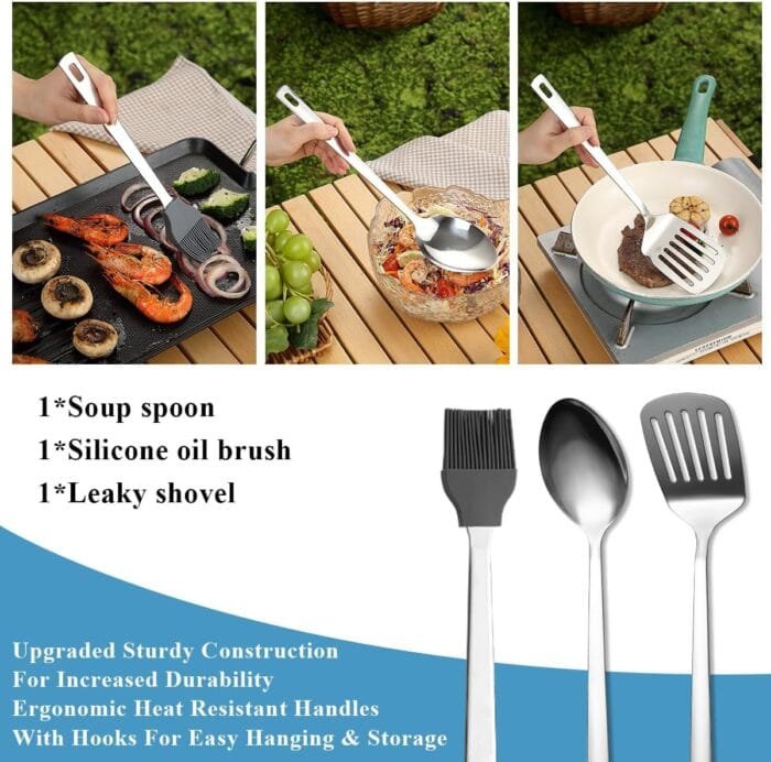 Kyraton Camping Cooking Set 15 Pack, Camping Cookware, Camping Supplies, Portable Camping Kitchen Utensil Set, Ldeal for Backpacking, Barbecuing, Camping and Hiking Trips. - Image 3