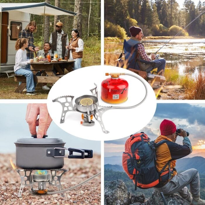 Camping Stove with Fuel Canister Adapter Portable Collapsible Gas Stove with Piezo Ignition-3900W-Lightweight-Windproof-Butane Adapter Camping and Backpacking Mini Stove Kit for Hiking - Image 5