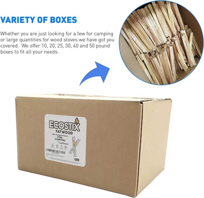 EasyGoProducts Approx. 120 Eco-Stix Fatwood Fire Starter Kindling Firewood Sticks 100% Organic Firestarter for Wood Stoves, Fireplaces, Campfires, Bonfires, Year Round, 10 Pounds - Image 6