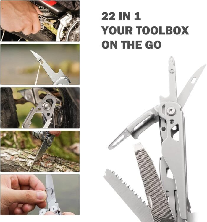 Multitool, 22-in-1 Multi-Tool Pliers with Safety Locking, Pocket Knife, Bottle Opener, EDC Equipment With Pocket Clip for Survival, Camping, Hunting and Hiking, Stainless Steel - Image 6