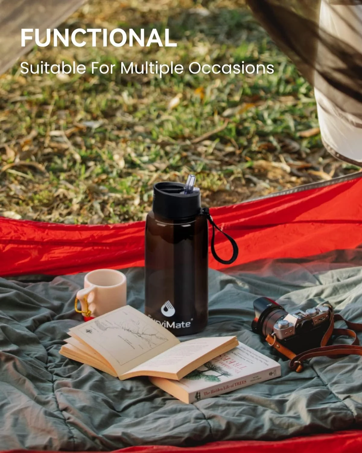 SurviMate 0.01μm Ultra-Filtration Filtered Water Bottle, Portable Water Filter Bottle with 4-Stage Filtration for Survival, Camping, Hiking, Backpacking, Drinking, Emergency - Image 6
