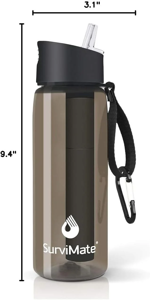 SurviMate 0.01μm Ultra-Filtration Filtered Water Bottle, Portable Water Filter Bottle with 4-Stage Filtration for Survival, Camping, Hiking, Backpacking, Drinking, Emergency - Image 10