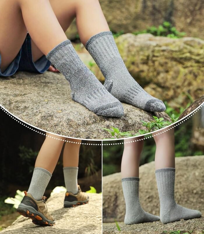 LINEMIN Kids Merino Wool Hiking Socks Boys Girls Winter Warm Thick Thermal Boot Thick Cushion Snowboarding Socks 3 Pairs - Image 5