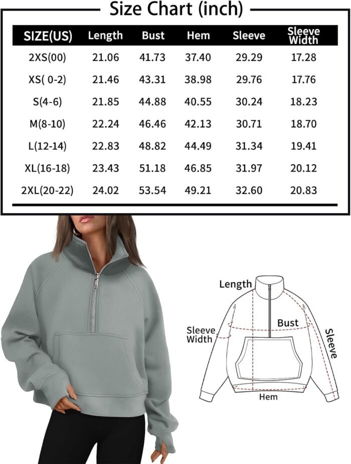 AUTOMET Womens Sweatshirts Half Zip Cropped Pullover Fleece Quarter Zipper Hoodies 2024 Fall Fashion Outfits Clothes - Image 6