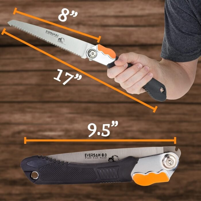 EverSaw Folding Hand Saw Camp Saw 8" Folding Saw - Pruning Saws for Tree Trimming Garden Saw – Rugged Camping Saw for Wood Cutter Trail Clearing Tree Limb Saw - Bone Saw for Hunting - Image 7