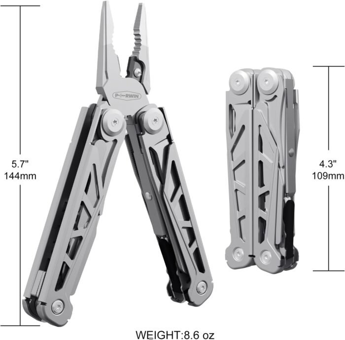 Multitool, 17-in-1 Stainless Steel Multi Tool Pliers with Self-Locking, Pocket Knife, Nylon Sheath, Professional (EDC) Multi-Tool for Survival, Camping and Hunting, Hiking, Simple Repair - Image 6