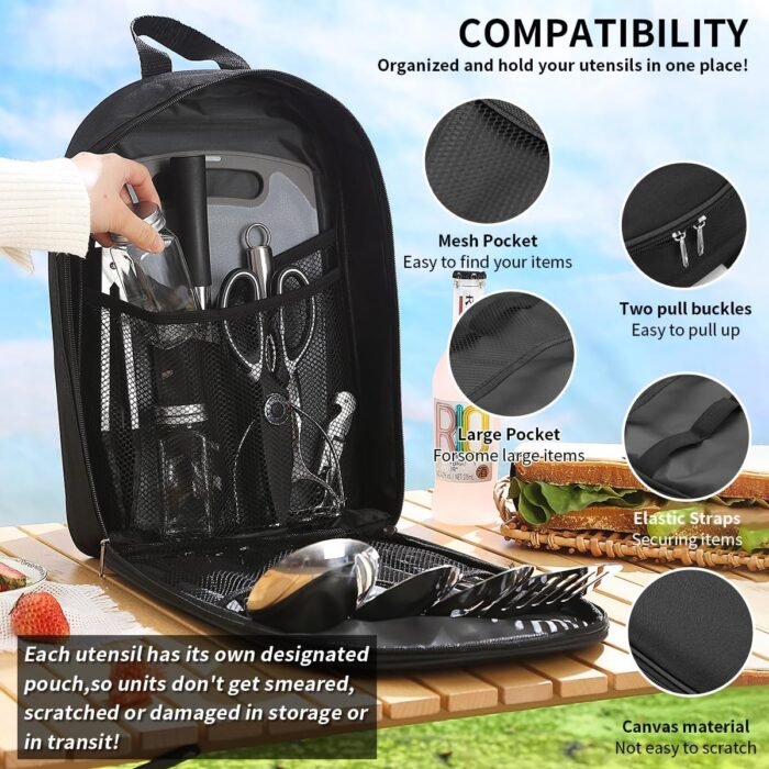 Camping Essentials Accessories Camping Gear Must Haves, Cooking Utensils Set Rv Camping Kitchen Backpacking Supplies Camper Gadgets Outdoor Hiking Travel Picnic Gifts - Image 4