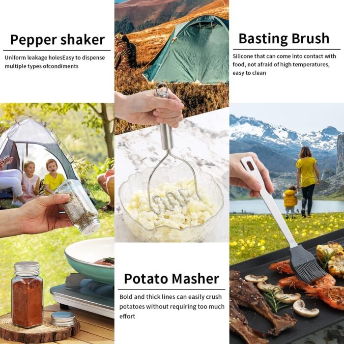 Camping Essentials Accessories Camping Gear Must Haves, Cooking Utensils Set Rv Camping Kitchen Backpacking Supplies Camper Gadgets Outdoor Hiking Travel Picnic Gifts - Image 9