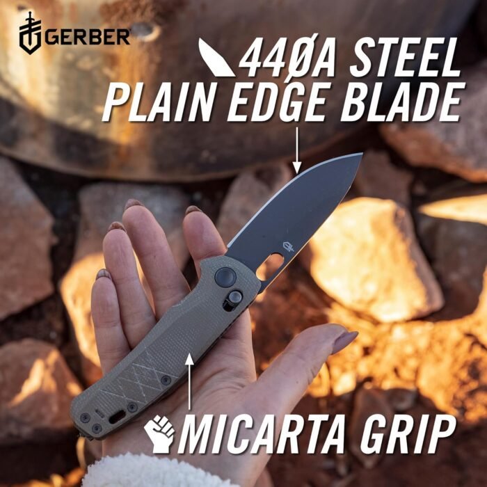 Gerber Gear Scout Pocket Knife - 3.2" Plain Edge Blade Folding Knife - EDC Gear and Equipment - Micarta - Image 6