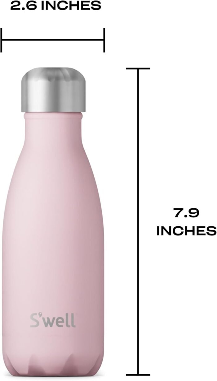 S'well Stainless Steel Water Bottle, 9oz, Pink Topaz, Triple Layered Vacuum Insulated Containers Keeps Drinks Cold for 24 Hours and Hot for 12, BPA Free, Perfect for On the Go - Image 4