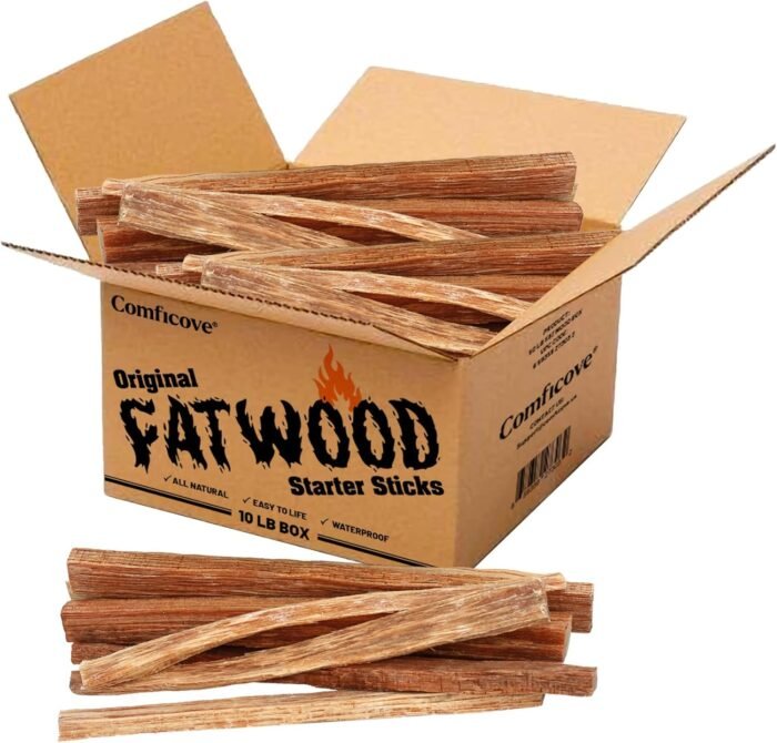 10 lbs. Fatwood Fire Starter Sticks Camping Essentials | Great Fire Logs and Fire Starters for Campfires, Fireplaces, Bonfires | Start a Fire with 2 Sticks