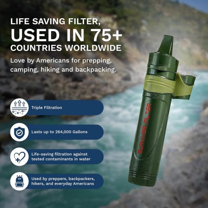 Survivor Filter Portable Water Filter Straw - Water Filter Camping, Travelling and Hiking - BPA-Free - Image 3