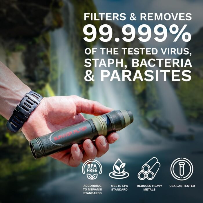 Survivor Filter Portable Water Filter Straw - Water Filter Camping, Travelling and Hiking - BPA-Free - Image 4