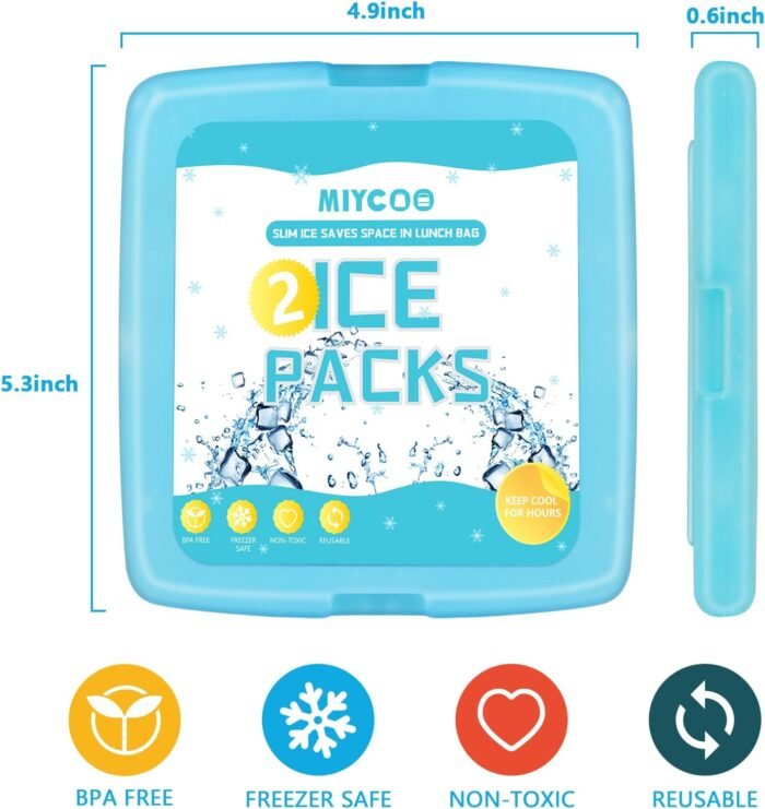 MIYCOO Ice Packs for Lunch Boxes & Lunch Bag - Quick Freeze Ice Pack Space Saving Freezer Packs - Reusable Slim Original Cool Pack - Cool Coolers Accessories for Beach, Camping and Fishing - Image 6