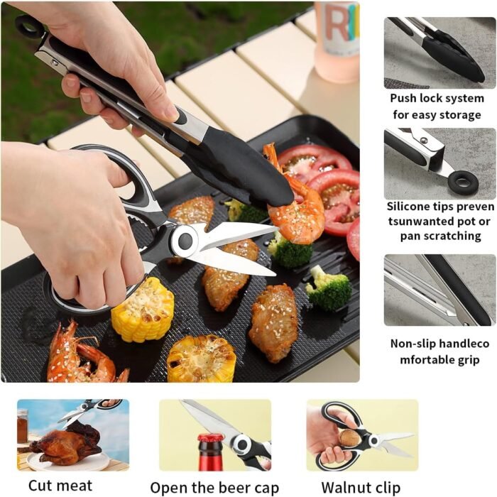 Camping Essentials, Evanda Camping Cooking Utensils, Travel Essentials, Portable Camping Kitchen Utensil Set for Travel, Picnics, RVs, Camping, BBQs, Parties - Image 4