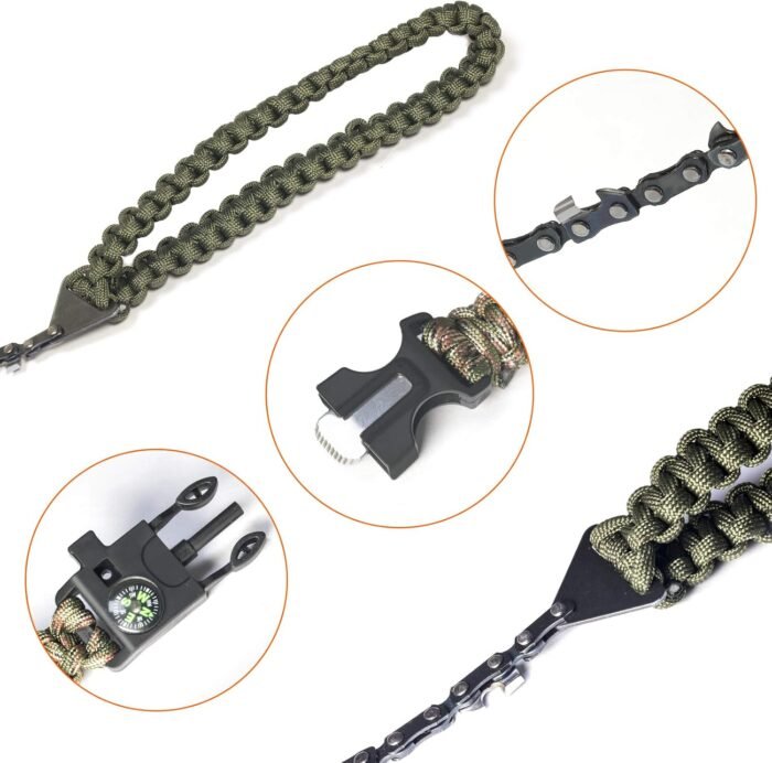 Pocket Chainsaw with Paracord Handle,36 Inch 24 Teeth Long Hand Saw Chain,Outdoor Survival Gear Folding Chain Hand Saw Fast Wood & Tree Cutting Best for Camping Backpacking - Image 3