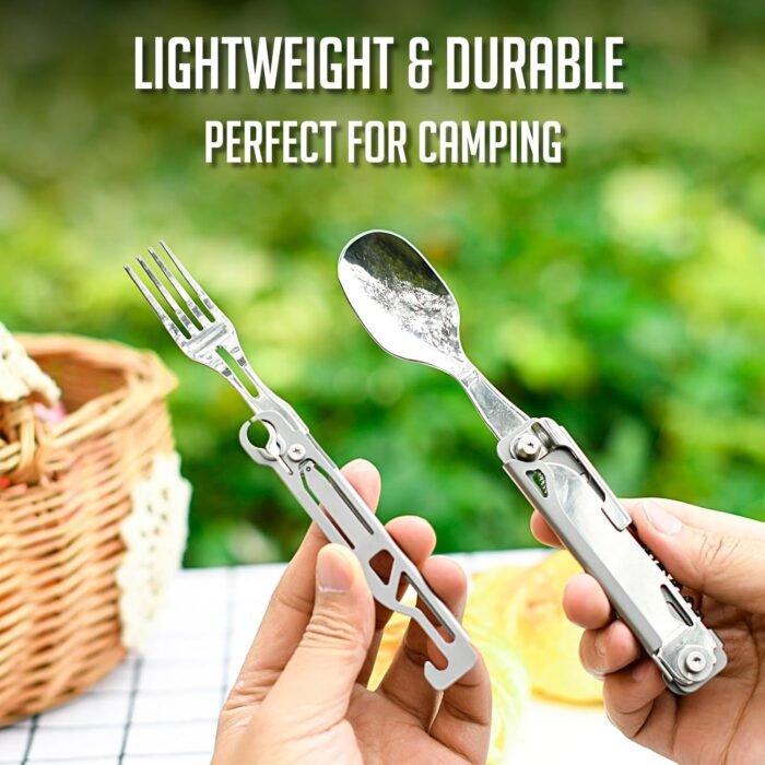 FLYHOMES 6 in 1 Camping Utensils Set Camping Fork Spoon Knife Combo Detachable Camping Flatware Set Portable Utensils for Outdoor Camping Hiking (1 PCS)… - Image 3