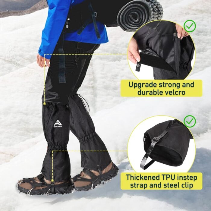 Gaiters for Hiking – Waterproof and Breathable Leg Gaiters for Women and Men Boots, Adjustable Lightweight Shoes Gaiters for Hunting, Hiking, Mountaineering, Snow Gaiters for Hiking Boots - Image 3