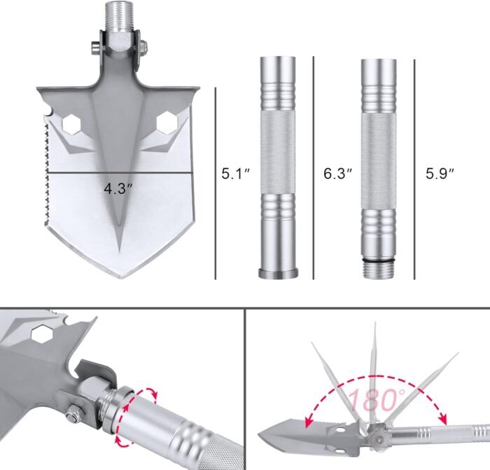 Folding Survival Shovel with Pliers 14 in 1 Multifunctional Camping Tools for Hiking, Off Road, Camping, Gardening, Beach, Digging Dirt, Mud & Snow - Image 3