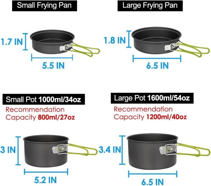 Gutsdoor Camping Cookware Set Camping Gear Campfire Utensils Non-Stick Cooking Equipment Lightweight Stackable Pot Pan Bowls with Storage Bag for Outdoor Hiking - Image 4